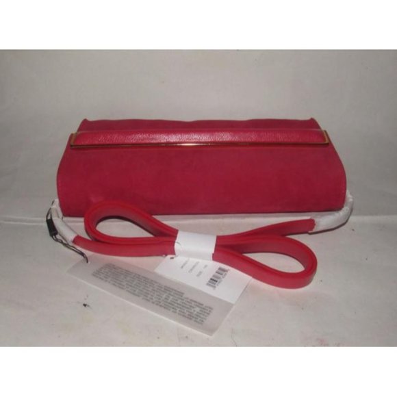 Halston Two Way Red Suede And Red Leather Cross Body Bag - Picture 11 of 12